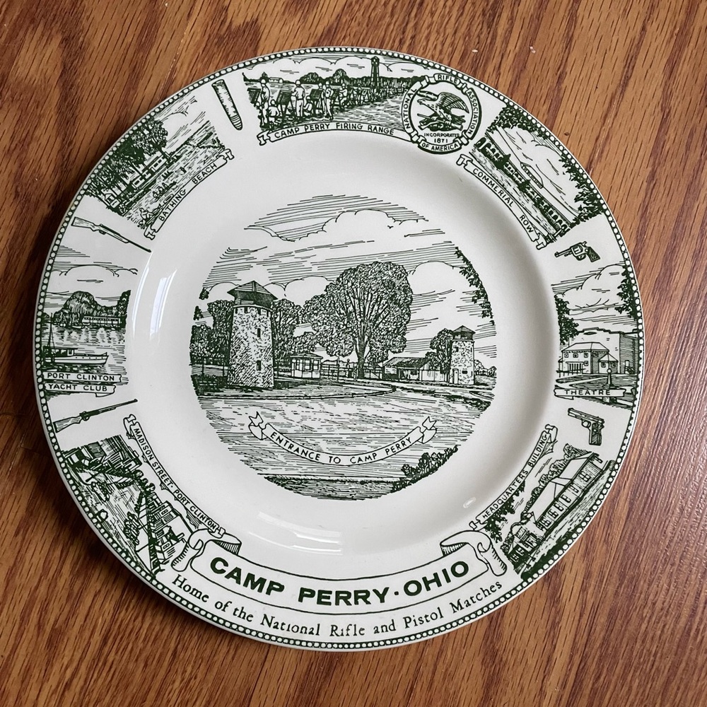 Vintage Camp Perry Ohio Green Decorative Plate